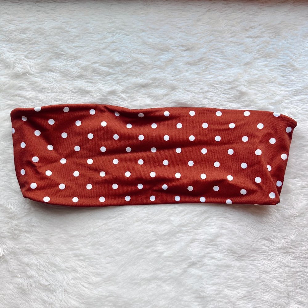 LA HEARTS Polka Dot Bandeau Bikini Top